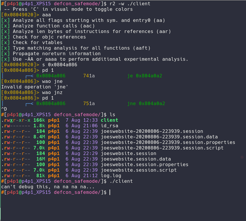 Covid Scammer Interlude radare 2 patching