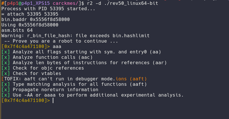 crackme radare2 analyze